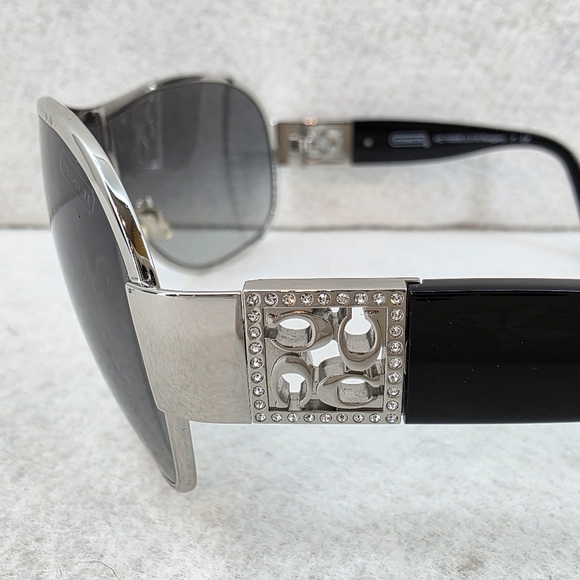 Coach Aviator Women's Sunglasses HC 7005B Black Silver Rhinestones L016 Reagan - Picture 8 of 16